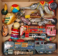 Lot 3228 - 1950s Japanese and Chinese tinplate train,...