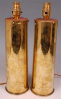 Lot 278 - A pair of 18lb brass shell cases, converted to...