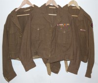 Lot 294 - Three 1937 pattern battle dress jackets and...