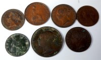 Lot 40 - Great Britain, seven various Victorian copper...