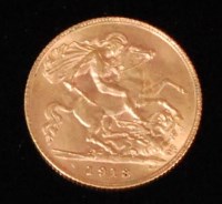 Lot 76 - Great Britain, 1913 gold half sovereign,...