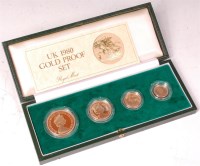 Lot 103 - Great Britain, cased 1980 gold proof four coin...