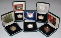 Lot 104 - Five cased silver proof two-pound coins; The...