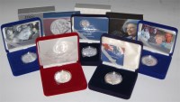 Lot 108 - Five cased silver proof crowns; 2007 Diamond...
