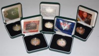 Lot 110 - Five cased silver proof two-pound coins; The...