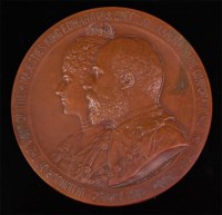 Lot 220 - An Ed. VII bronze medallion to commemorate the...
