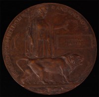 Lot 230 - A WW I bronze memorial plaque naming Hezekiah...