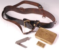 Lot 309 - A black leather sam browne belt, together with...