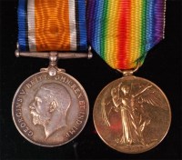 Lot 243 - A WW I British war and Victory duo naming...