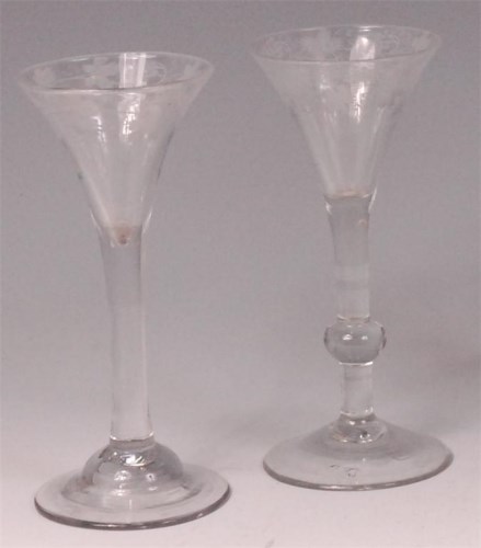 Lot 453 - An 18th century pedestal wine glass, having a...