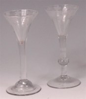 Lot 453 - An 18th century pedestal wine glass, having a...