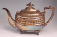 Lot 464 - A Regency silver teapot, of oval bombe form,...