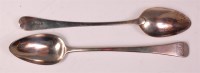 Lot 480 - A pair of George III silver stuffing spoons,...