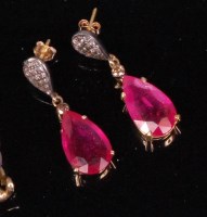Lot 554 - A pair of ladies silver gilt ruby and diamond...