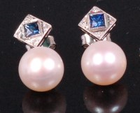 Lot 573 - A pair of ladies Art Deco style 18ct white...