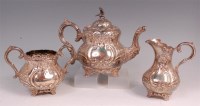 Lot 463 - A mid-Victorian silver three piece teaset, by...
