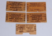 Lot 19 - 5 Edmondson M+GN railway unissued tickets to...