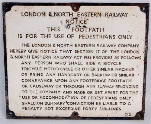 Lot 44 - London and North Eastern Railway cast iron...