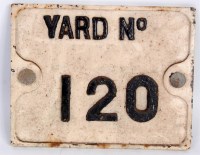 Lot 42 - Cast iron locomotive number plate No.120, this...
