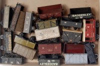 Lot 343 - A large tray of 20 wooden/plastic wagons, some...
