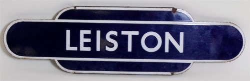 Lot 57 - A BR(E) totem sign 'Leiston', white on blue...