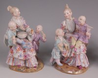 Lot 321 - A pair of Meissen porcelain malabar figure...