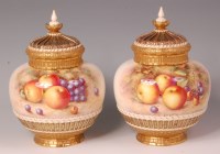 Lot 331 - A pair of Royal Worcester porcelain fruit...