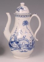 Lot 343 - A Lowestoft porcelain coffee pot and cover,...