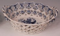 Lot 346 - A Lowestoft porcelain chestnut basket, lattice...