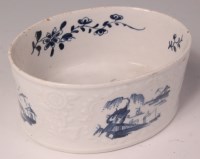 Lot 349 - A Lowestoft porcelain paste-pot, circa 1765,...