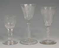 Lot 374 - A George III pedestal wine glass, the funnel...