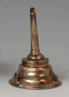 Lot 413 - A late Georgian silver wine funnel, in two...