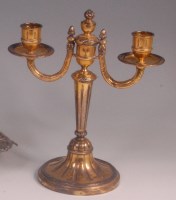 Lot 448 - A 19th century French silver gilt twin light...