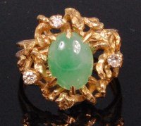 Lot 458 - A contemporary ladies yellow metal jade and...