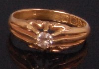 Lot 508 - An Edwardian gents 18ct gold diamond solitaire...