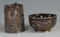 Lot 610 - A Chinese Hung Chong silver tankard, having...