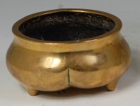 Lot 621 - A Chinese polished bronze censer, of lobed...