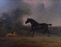 Lot 691 - 19th century English school - Black stallion...