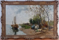 Lot 697 - Gustav Schonleber (German 1851-1917) - River...