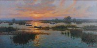 Lot 701 - Vladimir Belsky (Russian b.1949) - Sunset over...