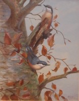 Lot 723 - Philip Rickman (1891-1982) - Nuthatches,...