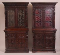 Lot 854 - A pair of late 19th century heavily carved oak...