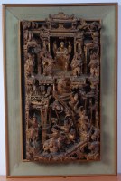 Lot 634 - A Chinese circa 1900 carved giltwood panel,...