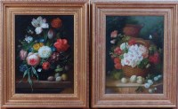 Lot 742 - Thomas Webster - Pair; Still life with flowers...