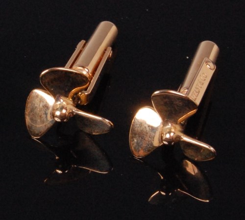 Lot 62 - A pair of Tiffany & Co 14ct gold gents...
