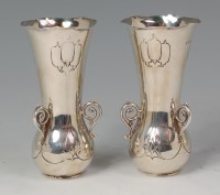 Lot 141 - A pair of small Art Nouveau silver vases, each...