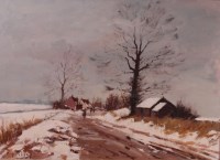 Lot 206 - Roy Petley (b.1951) - Figures on a road in...