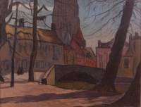 Lot 208 - Arnold Auerbach (1898-1978) - A village square,...