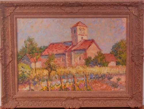 Lot 217 - Gabrielle White - A church in Provence, oil on...