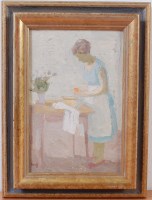 Lot 176 - # Margaret Green (1925-2003) - Preparing lunch,...